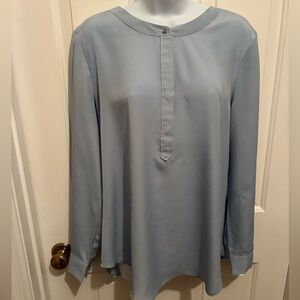 Ann Taylor Light Blue Blouse Top, Size Large, Tabbed Sleeves